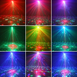 Wuzstar 7 Lens Disco Ball Lights,USB Powered RGBW DJ Strobe Lighting Sound Activated,Laser Party Light Indoor Outdoor for Xmas Club Bar Parties Holiday Christmas Home Decoration
