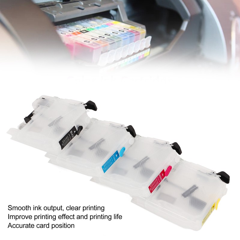Ink Cartridges Compatible Refill Replacement With Permanent Chip 4 Colors
