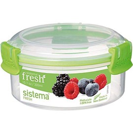 Sistema 300 ml Storage Container, Transparent/Green, 11.5 x 11.5 x 5.8 cm