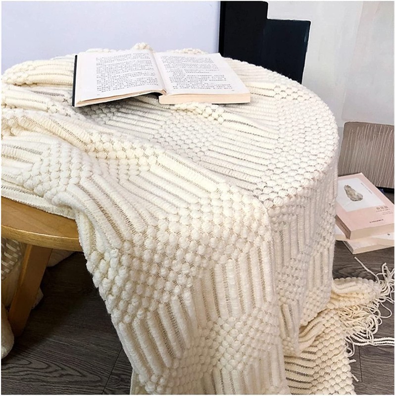 Hayisugal Bedspread Blanket Boho Blanket Soft Knitted Blanket Reversible Blanket