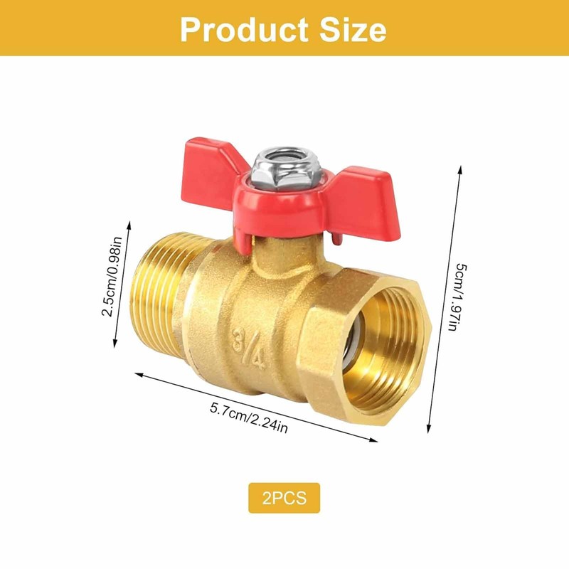 3/4 Inch Brass Ball Valve, Shut-off Valve with Red Wing