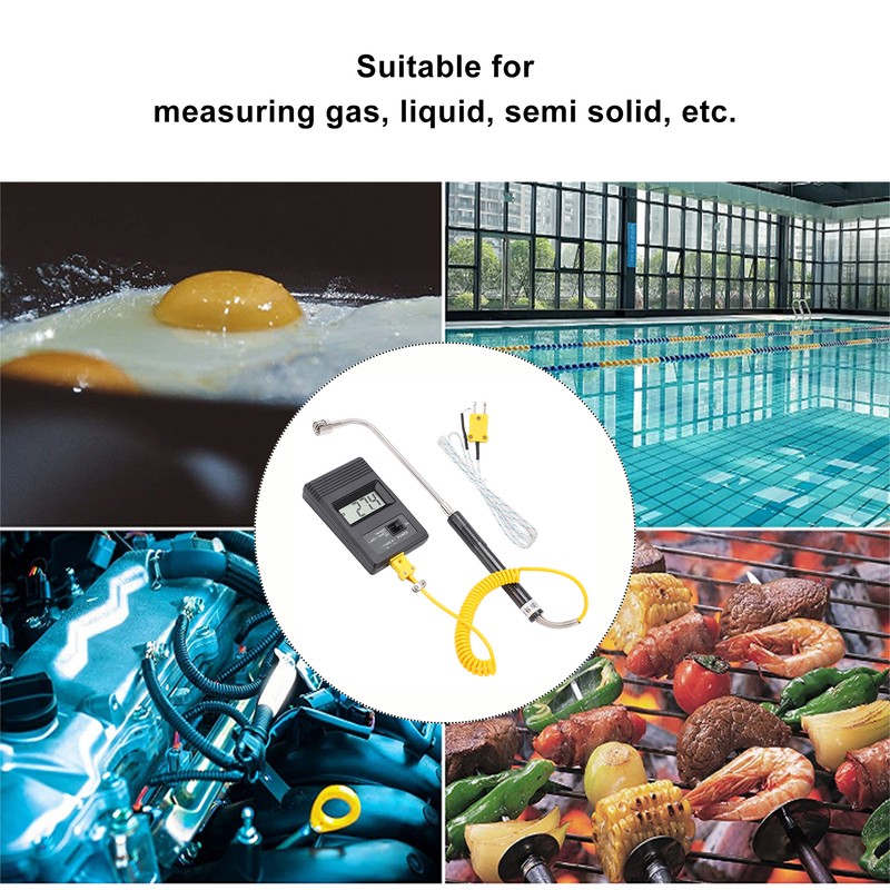 Tm‑902c Industrial LCD Display Digital Sensor Thermometer with Curved Shank
