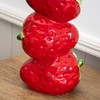 Triple Strawberry Stack Vase 11x20x9cm Ceramic Red Summer Fruit Flower