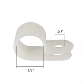 Alamic Cable Clamp R-Type Cable Clip Wire Clamp 1/2“ Nylon Screw Mounting Cord Fastener Clips with Screws for Wire Management - 50 Pcs Cable Clamps + 50 Pcs Screws, White