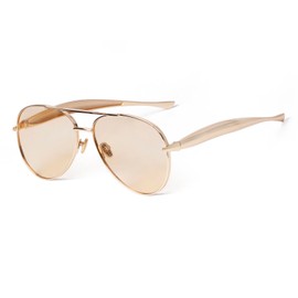 GIFIORE Retro Oversized Aviator Sunglasses for Women Men, Vintage Gold Metal 70s Stylish Aviators Sun Glasses (Gold/Champagne)