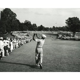 Golf Collectibles Ben Hogan Hitting a 1 Iron Off The tee During The 1950 US Open - 16"x20" Photo, Mounted in 20"x24" Double Matt and Framed with Plexi Glass