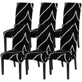 SearchI 6 Pack Dining Room Chair Covers Slipcover Protector, Super Fit Stretch Removable Washable Spandex Fabric Chair Covers for Kitchen, Hotel, Ceremony (Black, 6 per Set)