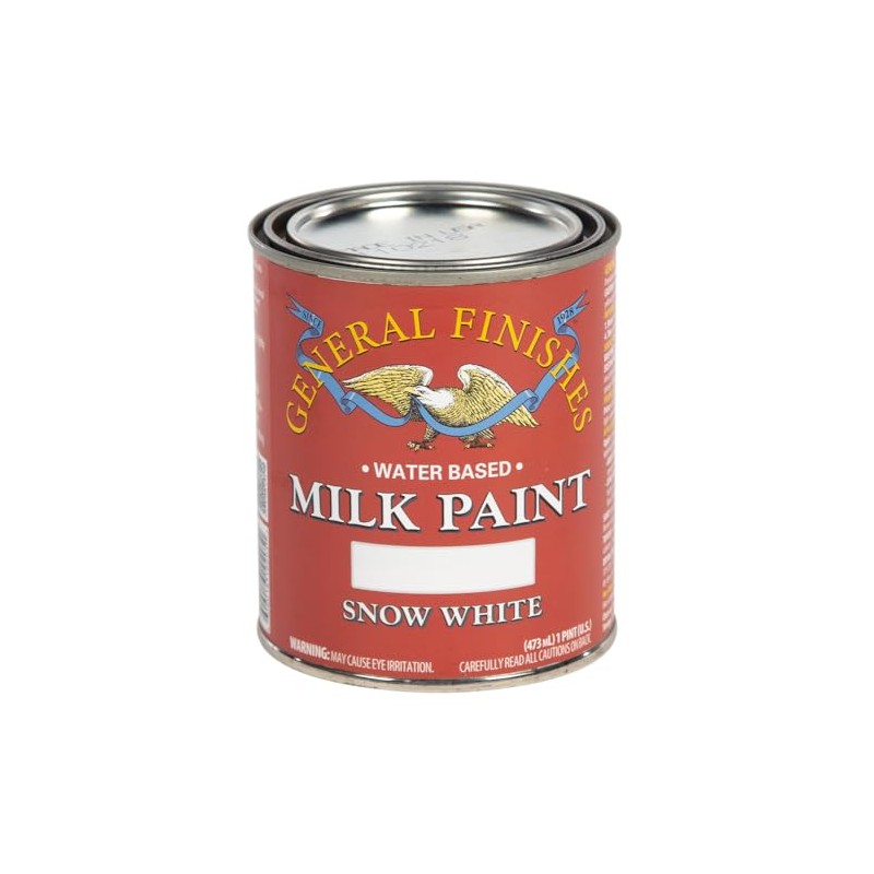 General Finishes Water Based Milk Paint, 1 Pint, Snow White