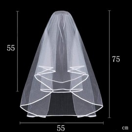 Wedding Bridal Veil with Comb White Double Ribbon Edge Bridal Simple Wedding Veil for Bachelorette Party Wedding Engagement Wedding Photos Lenght 31inch