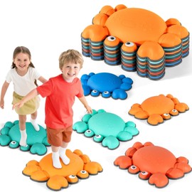 TOPNEW Crab Stepping Stones for Kids, 6PCS Non-Slip Toddler Stepping Stones for Promoting Children's Balance Coordination Skills, Indoor & Outdoor Toys for Toddlers, Obstacle Course for Kids 3+