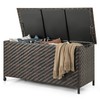 Tangkula Tightly-Woven Rattan Deck Box, Patiojoy Storage Cabinet Container with