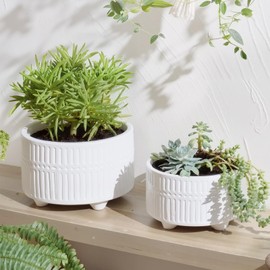 OXART Ceramic Plant Pots Indoor Pot Set with Drainage Holes, 12/9.6/8/inch Ceramic Planters Pots for Plants, Large Flower Pot for Plants Lilies, Cacti, Succulents, Snakes, and Pothos, White