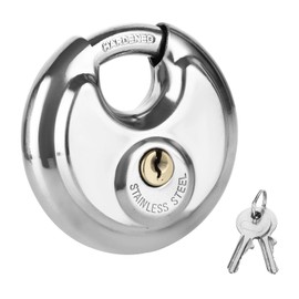ASelected 70 Mm Stainless Steel Disc Lock Outdoor Heavy Duty Waterproof Anti Cut Padlock with Key Padlock for Warehouses, Containers, Garages, Gates, Chains, Fences (2 Keys)