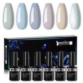 Beautilux UV Nagellack, 6 Farben Shellac Nagellack Set, Semi Permanent Nagellack Soak Off Gel Glitzer Nagellack 10ml，für Home-Maniküre und Nagelstudios (Morandi Serie)