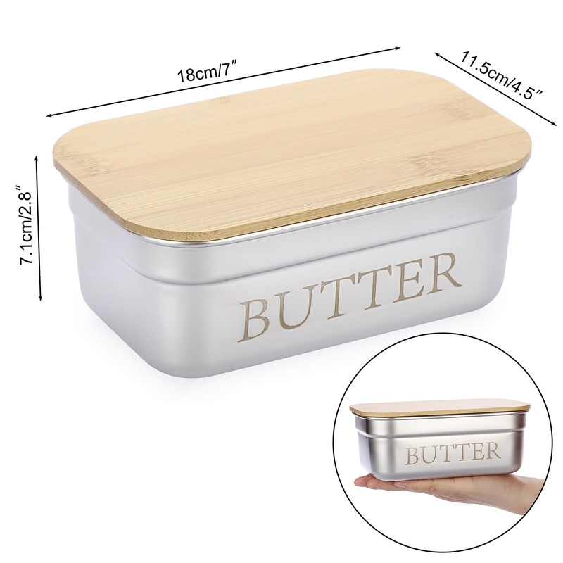 BSTKEY Butter Dish with Lid for Countertop, Stainless Steel Butter