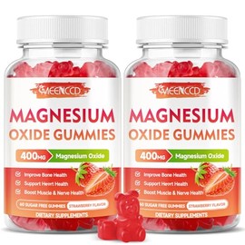 MEENCCD Paquete de 2 gomitas de óxido de magnesio de 400 mg, suplemento masticable de óxido de magnesio para adultos y niños, apoyo para nervios y... 