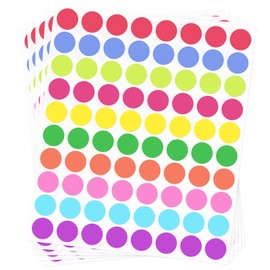 Dot Stickers, 1200 PCS 10 Color Style, 3/4 Inch Round, Coded Labels, Office & Classroom