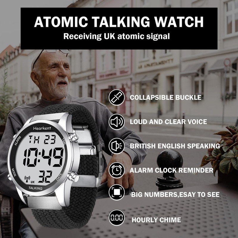 Hearkent Digital Talking Watch with British English Speaking Pleasant Male