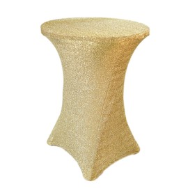 BalsaCircle 36-Inch Champagne Cocktail Metallic Spandex Fitted Stretchable Tablecloth Table Linens Wedding Party Events Decorations