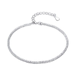 IUDWCG 1 x Elegant Full Star Sparkling Silver Bracelet, Sterling Silver Adjustable Bangle Sparkling Friendship Bangle Gift Women Women Jewellery, Electroplated alloy