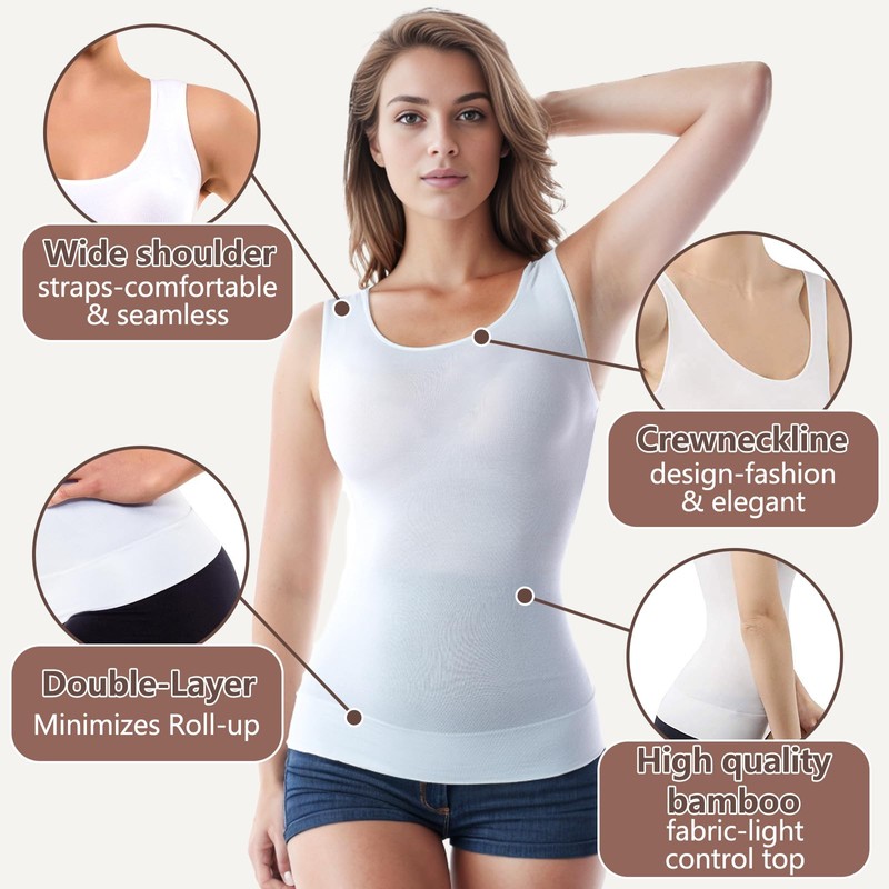 +MD Camisole Tops for Women, Light Compression Shapewear Tank Tops