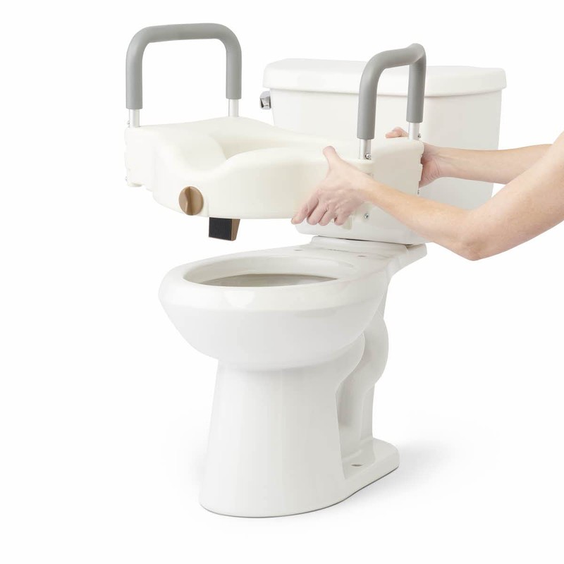Medline Bariatric Raised Toilet Seat, Locking with Arm Rests, 4