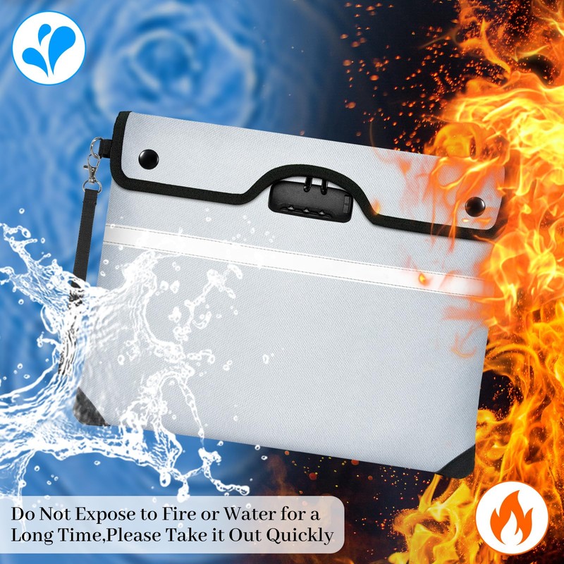 Jsngbse 6200°F Fireproof Document Bag with Lock, 15x 11.8 Inch