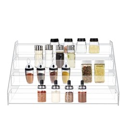 WUIVIUT Spice Rack Organizer For Cabinet, 1 4/5 in/Tier Acrylic Tiered Spice Shelf Can Storage Organizer for Kitchen Pantry Countertop