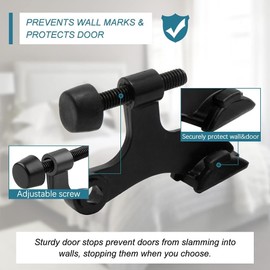 48Pack Hinge Pin Black Door Stopper, Adjustable Heavy Duty Hinge Pin Door Stop with Black Rubber Bumper Tips