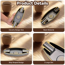 Zigarren Aschenbecher mit Große Schlitze für Zigaretten, Auto Zigarrenaschenbecher, Langlebiger Tragbarer Zigarrenaschenbecher aus Harz für Drinnen und Draußen, Zuhause, Terrasse, Büro (Schwarz)