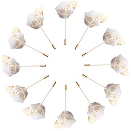 Soarlor 12pcs Artificial Rose Corsages, Boutonniere for Men Wedding, Suitable for Wedding Ceremony, Anniversary, Formal Dinner and Wedding Party, Used to Decorate Suits (Ivory)