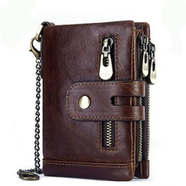 Men's Wallet Purse RFID Blocking Genuine Leather Men Purses with Coin Pocket (Coffee)