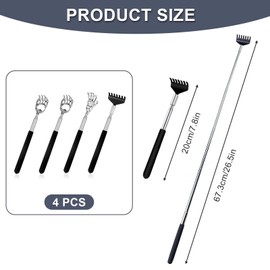 4er-Pack Rückenkratzer, Rückenkratzer Teleskop, Kratzhand Rückenkratzer, Back Scratcher, Kratzhand, Ruckenkratzerhand, für Kopf und Rücken Massage