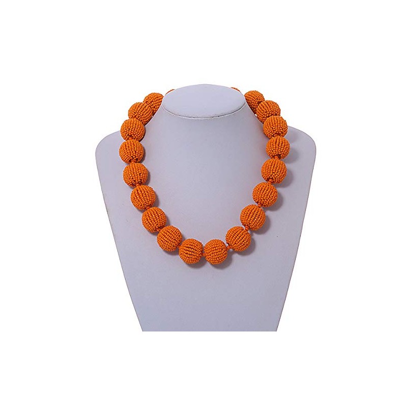 Avalaya Orange Glass Bead Ball Chunky Necklace/54cm L