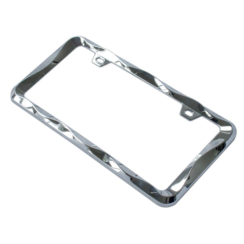 Creathome 3D Curly Wave Pattern Chrome License Plate Frame from