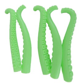 5 Silicone Finger Tentacle Puppets Green Glow-in-The-Dark