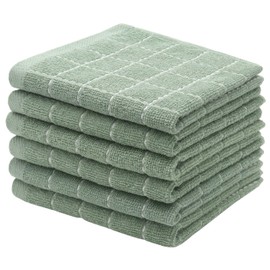 VeraSong Terry Dish Rags Cloths, Green Kitchen Dish Towels,12”x 12”,6 Pack