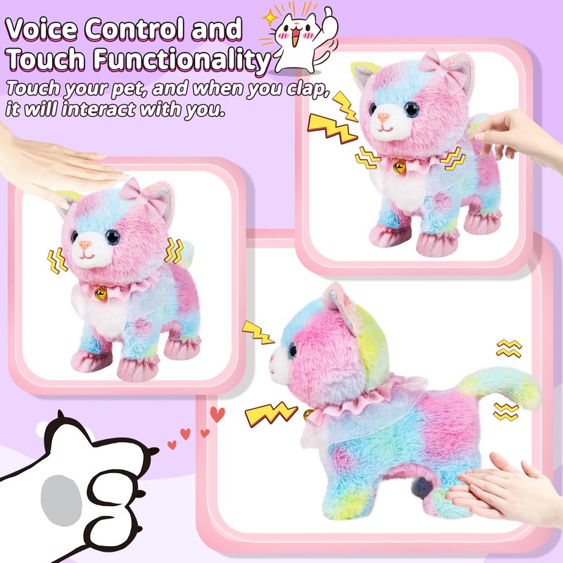 Jimate Interactive Electronic Plush Toy Walking and Barking Robot Cat