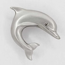 Costello Coastal Knobs Dolphin Cabinet Knob | Brushed Nickel Finish | Kitchen, Bedroom, Living Room, Bathroom Cabinets and Drawers Hardware (Right Facing, Medium)
