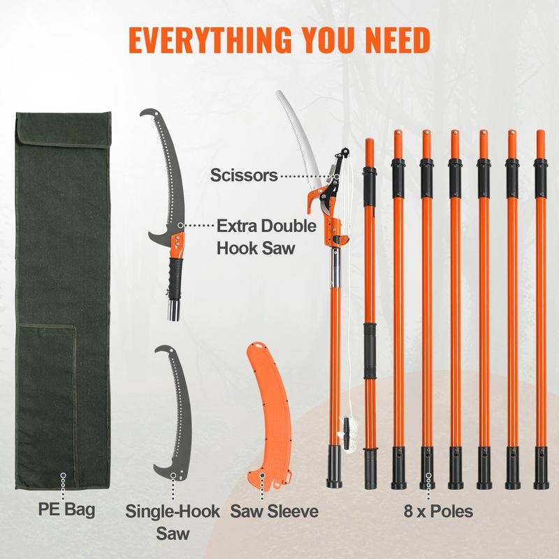 VEVOR Manual Pole Saw, 7.3-27 ft Extendable Tree Pruner, Sharp