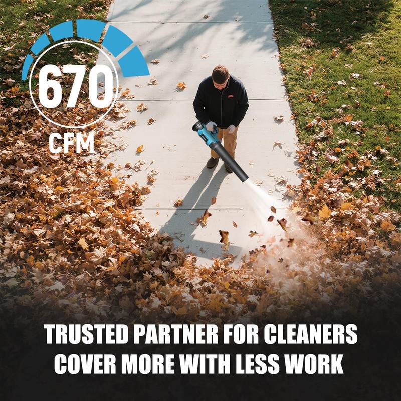JOVANT 670CFM Leaf Blower,Leaf Blower Cordless W/20 MAX 6.0Ah Battery