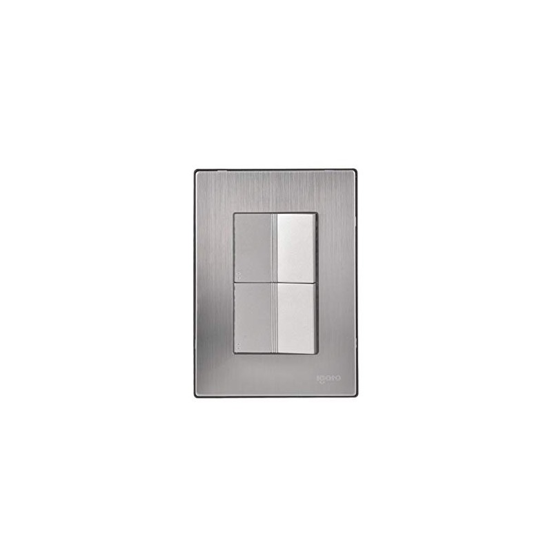 iGoto INOX1014 con 2 apagadores escalera de 1.5 módulos, Acero
