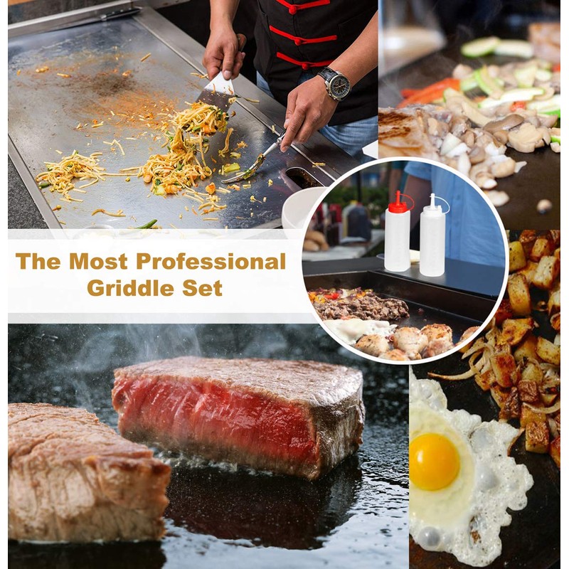 ROMANTICIST 8pcs Professional Griddle Accessories Kit - Heavy Duty Stainless