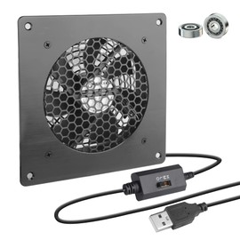 USB Fan 120 mm Metal Plate Fan Cooler with 3 Speeds, Home Cinema Fan, USB 5 V, Quiet 2600 RPM 32CFM Fan for Home Cinema/AV Cabinet/TV Cabinet/Server Cabinet (12025, Metal Type, 1 Set)