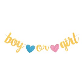 Gender Reveal Decoration, Boy or Girl Letters Bunting Banner, Baby Shower Birthday Gender Reveal Banner Decorations for Birthday Party Pregnancy Announcement Decoration Boys Girls