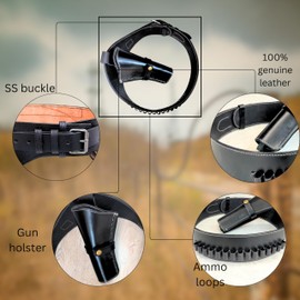 Hulara Western Gun Holster .45 Auto .45 ACP 44/45 Caliber Cowboy Holster for Revolver Full Grain Buff Leather Gun Holster with Belt for Men