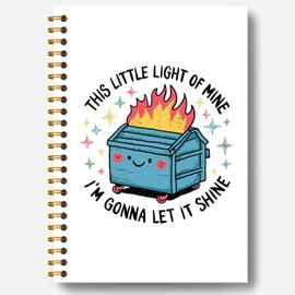 Guymn Funny Dumpster Fire Notebook, This Little Light of Mine Dumpster Fire Journal, Funny Notebook Journal for Coworkers, Sarcastic Office Gifts, Hardcover Spiral Notebooks 5.5x8.3 Inch
