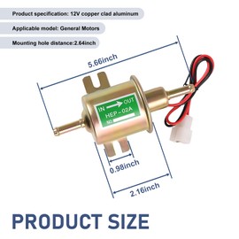 dawfall 1 PC Car Fuel Pump, Heavy Duty Metal Vehicle Piston Fuel Supply Transfer Pump, 5.66" x 3.42" 12V Low Pressure Design, Universal Motorcycle Fuel Pump Accessories for Most Automotives (Gold)