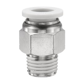 sourcing map Push to Connect Fitting 3/8" Tube OD x 1/4" NPT Thread Male Straight Union Fitting Copper Quick Connect Pneumatic Fitting for Semi Truck Trailers Air Brake System, White