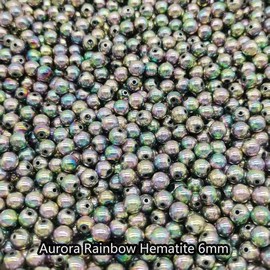New【6mm Size】Crystal Bead; 1 order = 10 spoons:_Aurora Rainbow Hematite 6mm